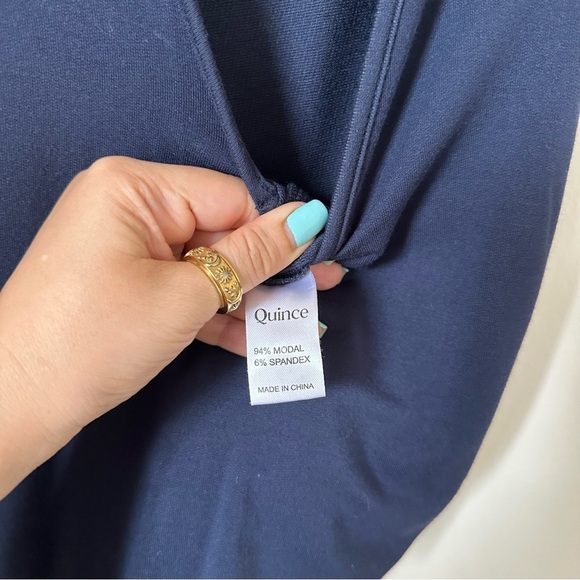 Quince French Terry Modal Sleeveless V Neck Jumpsuit in Navy Size M - Picture 8 of 8